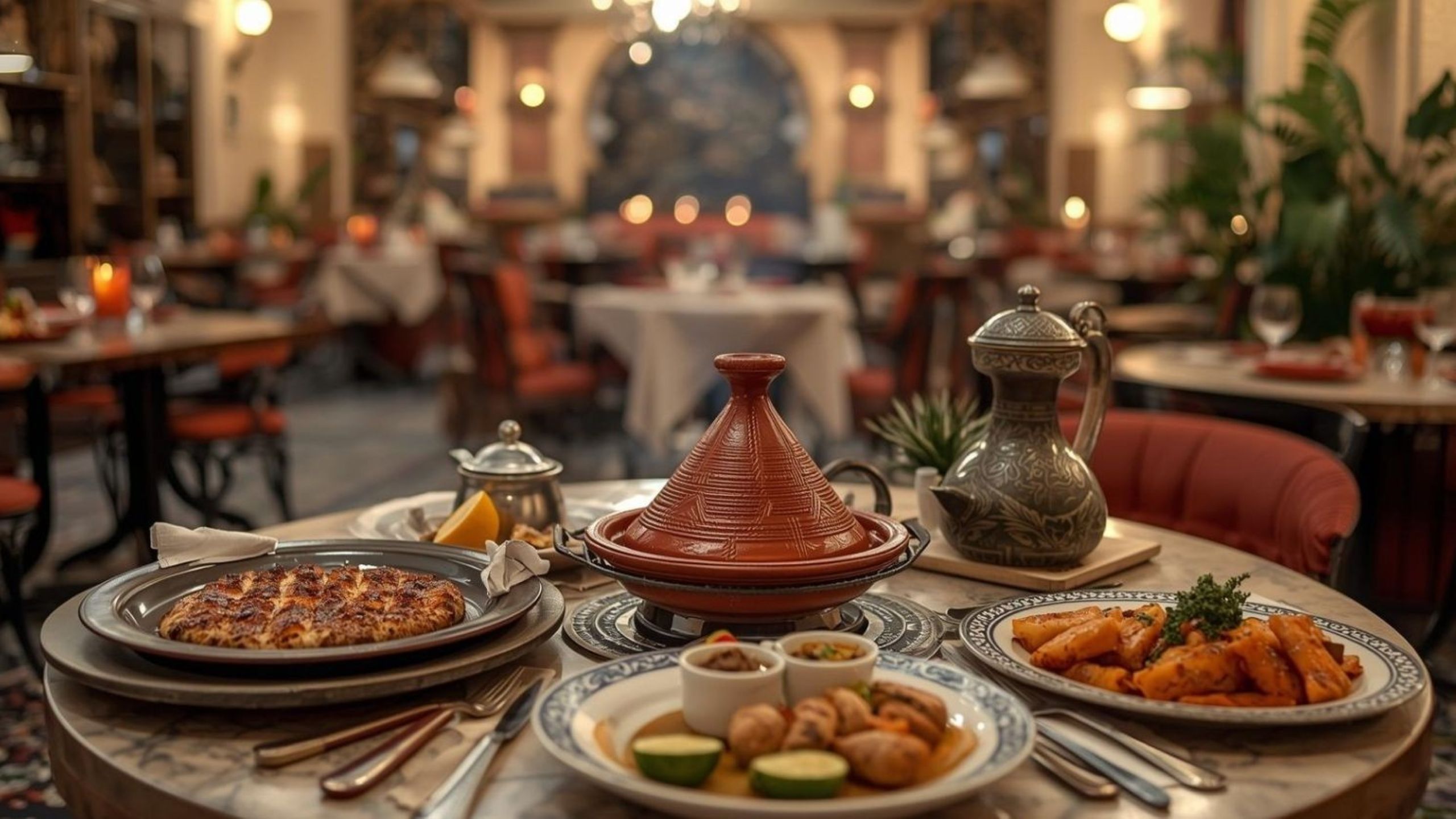 Cena gastronômica de Casablanca apresentando tagine marroquino tradicional em restaurantes imperdíveis