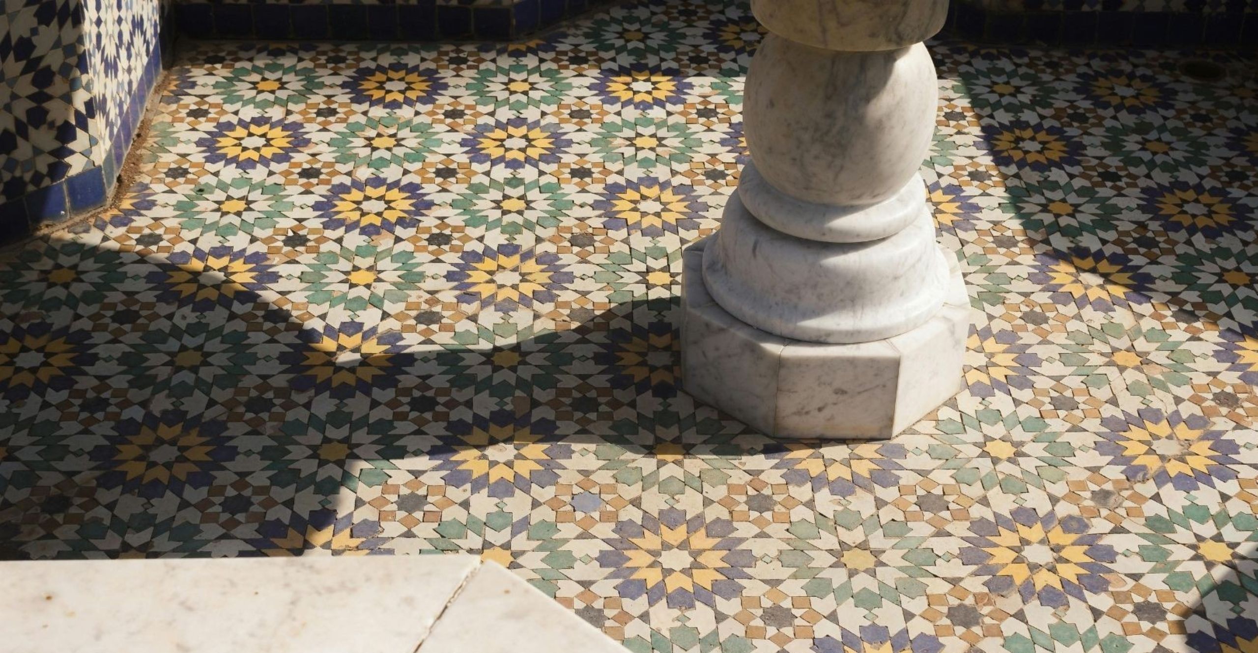 Moroccan tilework featuring traditional zellige geometric patterns for DIY home décor projects